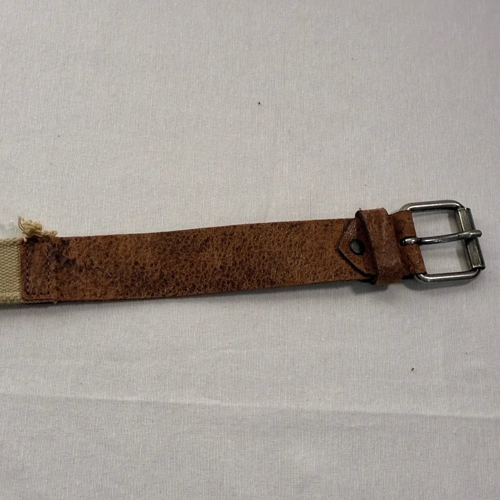 Y2K Flacco Roma Belt Studded Crystal Canvas Leather Distressed Boho‎ Festival